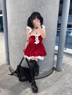 𝔇𝔢𝔱𝔞𝔦𝔩𝔰: Style: Holiday, Kawaii Materials: Velvet Quantity: Headband + Bell + Sleeve + Dress A cute Christmas costume features the classic red & white color, perfect for a holiday party. Comfy & soft fabric, designed with a fluffy hem to make you look super cute! Free shipping with more than 80 $ Purchase SIZE CHART LENGTH CHEST WAIST SUGGEST WEIGHTM 27 in 47-52 in 26-28 in 88-115 lbL 28 in 52-57 in 27-29 in 116-137 lbItem measured by hands may have 1-2 in differences.SIZE CHART LENGTH CH Kawaii Sleeveless Mini Dress For Party, Sleeveless Kawaii Mini Dress For Party, Red Mini Dress For Cosplay, Cute White Mini Dress For Costume Party, Red Mini Dress For Winter Costume Party, Red Mini Dress For Holiday Costume Party, Red Winter Cosplay Dress, Cute Christmas Holiday Dress For Party, Cute Holiday Dress For Christmas Party