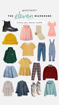 stranger things outfits eleven wardrobe fashion saved outfit Eleven Outfits, Disfraces Stranger Things, Netflix Outfits, 80s Inspired Outfits, Stranger Things Outfit, Fandom Fashion, Rainbow Outfit, Fandom Outfits, Eleven Stranger Things