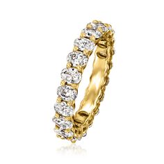 Ross-Simons - 3.00ct t. w. Oval Lab Grown Diamond Eternity Band Ring in 14kt Yellow Gold. Size 5. Modern opulence, defined. Our exquisite 3.00 ct. t. w. lab-grown diamond eternity band parades luxurious oval gems around the finger in high-polished 14kt yellow gold. Wear this superb ring to symbolize an endless bond of romance, friendship or self-love. Lab-grown diamonds are identical to mined diamonds according to their optical, physical and chemical properties. All Ross-Simons lab-grown diamond Classic Oval Eternity Band With Vs Clarity, Oval Brilliant Cut Yellow Gold Eternity Band, Classic Oval Yellow Gold Eternity Band, Classic Yellow Gold Eternity Band, Physical And Chemical Properties, Pure Design, Diamond Birthstone, Diamond Eternity Band, Eternity Band Ring