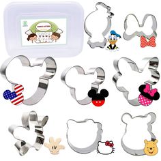 PRICES MAY VARY. 📦Packaging: Our Mickey Mouse-inspired Cookie Cutter Set comes in a sturdy storage box with a variety of shapes, including small and large Mickey head, Minnie head, glove, Donald, Winnie the Pooh, kitty cat, and bow. the Minnie head and Mickey head is large cookie cutter that can be used to make sandwich. 🌱 Cook with Joy: Create delightful Mickey Mouse-shaped cookies, pancakes, and sandwiches with our high-quality stainless steel cookie cutters and pancake molds. They're built Minnie Mouse Cookies, Mickey Theme, Cookie Sandwich, Baking Process, Pancake Molds, Shaped Cookies, Cat Bow, Mickey Head, Christmas Packaging