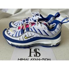 Nike Sz 4.5y Women Size 6 Air Max 98 Sneaker Bv4872-101 White Amirillo Indigo Gs New. Condition Is New. Shipped With Usps Priority Mail. Blue Low-top Nike Air Max, Blue Nike Air Max Low-top, Blue Nike Air Max Low-top For Light Sports, Blue Low-top Nike Air Max For Light Sports, Blue Nike Air Max With Branded Insole, Blue Nike Air Max Casual Shoes With Air Cushioning, Casual Blue Nike Air Max With Air Cushioning, Casual Blue Nike Air Max With Cushioning, Blue Nike Air Max With Boost Midsole