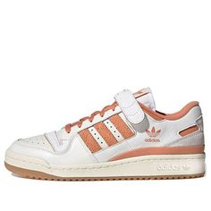 adidas Forum 84 Low 'White Hazy Copper' G57966 (SNKR/Retro/Skate/Light/Unisex/Low Top/Wear-resistant) Adidas Forum Shoes, Shoe Locker, Adidas Nmd_r1, Luxury Slides, Low Air Jordan 1, Adidas Forum, Low Shoes, Jordan 7, Orange Shoes