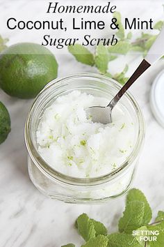 Mint Sugar Scrub, Mint Sugar, Mask Skin, Homemade Scrub, Sugar Scrub Recipe, Diy Body Scrub, Sugar Scrub Diy, Lip Scrubs, Diy Scrub