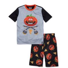 Halloween Pajama Set Color: Orange. Gender: male. Age Group: kids. Playful Black Bedtime Sets, Casual Orange Bedtime Set, Fun Graphic Print Sets For Playtime, Casual Cotton Sets For Halloween, Casual Cotton Halloween Sets, Halloween Pajamas, Big Clothes, Kids Clothes Boys, Shorts Summer