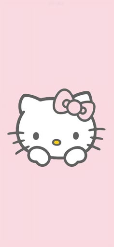 an image of a hello kitty wallpaper in pink and white with the word hello kitty on it