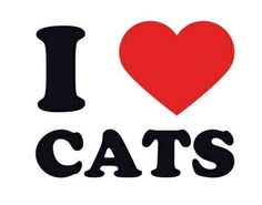 the words i love cats are written in black and red