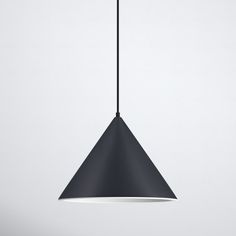 a black pendant light hanging from a ceiling