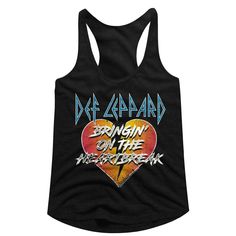 Def Leppard Bringin' on the Heartbreak Black Junior - Etsy Rock T Shirts, Def Leppard, Rock Band, New Wave, Racerback Tank Top, Sleeveless Tank, Racerback Tank, Womens Tank, Tank Top Shirt