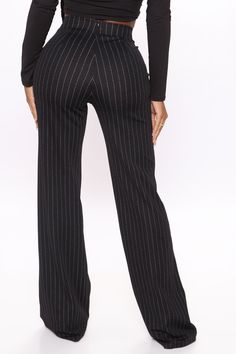 Available In Black/White And Ivory/combo. High Waist Back Zipper Wide Leg Flare Pant Stretch Pleated Disclaimer: Stripe Placement Will Vary 96% Polyester, 4% Spandex Made In USA | Victoria High Waisted Dress Pant Pinstripe in Black/White size 3X by Fashion Nova Striped Fitted Pants For Night Out, Formal Striped Bottoms For Fall, Striped Bottoms For Formal Occasions In Fall, Elegant Striped Stretch Pants, Elegant Striped Bottoms For Night Out, Striped Stretch Bottoms For Night Out, Chic Striped Pants For Night Out, Black Vertical Stripe Bottoms For Work, Black Bottoms With Vertical Stripes For Work