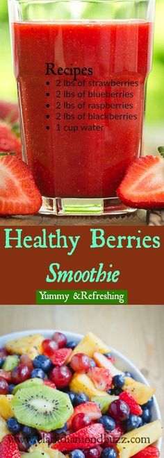 healthy berries and smoothie recipe in a bowl