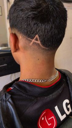 @jkauan77 - insta A Initial Haircut Design, Mid Fade With Design, Haircut For Men Short Hair, Cute Hair Designs, Back Taper Design, Fade Haircut Designs For Men, Taper Design Haircut, Back Taper Design Haircut, Hair Designs For Boys