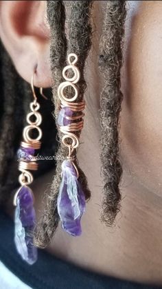 Diy Loc Jewelry, Afro Jewelry, Hair Jewelry For Braids, Dreadlock Jewelry, Dope Jewelry Accessories, Loc Jewelry, Hair Jewels, Belly Jewelry, Amethyst Healing