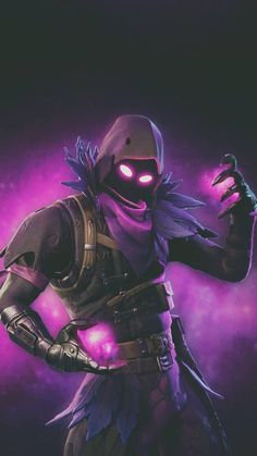 an image of a character in the video game overwatching with glowing eyes and purple hair