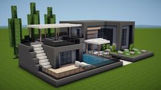 an image of a modern house in minecraft