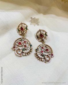 Classic Pink green & white , pearl earring handcrafted in silver 92.5 with gold plating.... Jumka Earrings, Green Sari, Kantha Sari, Cutwork Saree, Real Gold Jewelry, White Pearl Earring, Green Pearls, Pearl Earring, Stunning Jewellery