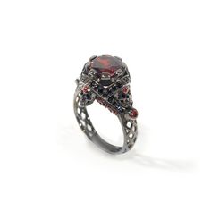 Vampire Mesh Skull Ring Gothic Spooky Skull Promise Ring Gun Metal Fn Engagement Ring Gothic, Gothic Wedding Ring, Vampire Ring, Vampire Skull, Gothic Wedding Rings, Ruby Ring Vintage, Skull Wedding Ring, Gothic Engagement Ring, Skull Engagement Ring