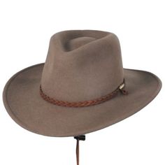 Stetson Sagebrush Crushable Wool Felt Outback Hat Crushable Adjustable Wool Felt Hat In Country Style, Adjustable Wool Country Style Felt Hat, Adjustable Wool Felt Hat For Country Events, Braided Brimmed Hat For Outdoor, Wool Fedora Adjustable For Country Events, Adjustable Wool Fedora For Country Events, Winter Hunting Hats With Adjustable Fit, Adjustable Winter Hunting Hat, Braided Fedora Hat For Outdoor