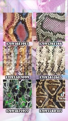 different types of snake skin fabrics