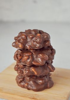 three pieces of chocolate stacked on top of each other