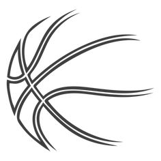 a black and white basketball ball with lines on the side, as if it were drawn in