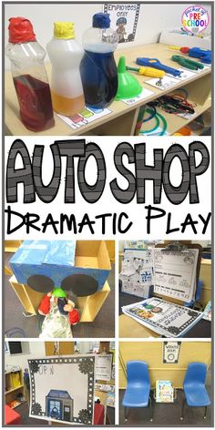 an auto shop dramatic play for kids