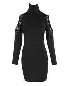 Lasaky - Bodycon dress with bare shoulders and rhinestone decor Off-shoulder Club Dress For Winter, Elegant Off Shoulder Dress For Winter Party, Elegant Off Shoulder Winter Party Dress, Elegant Bodycon Cold Shoulder Dress, Cold Shoulder Bodycon Evening Dress, Bodycon Cold Shoulder Party Dress, Bodycon Cold Shoulder Dresses For Party, Black Off-shoulder Embellished Dress, Black Embellished Off-shoulder Dress