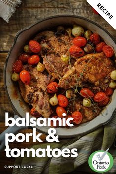 the cover of balsamic pork and tomatoes cookbook