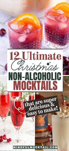 Christmas Mocktail Recipes, Christmas Drinks Nonalcoholic, Christmas Drinks Recipes, Cocktail And Mocktail