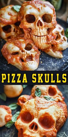 pizza skulls are stacked on top of each other