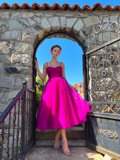 Fuchsia Heart Tulle Gown | Teuta Matoshi Evening Gowns Short, Girls Ball Gown, Vintage Prom, Ball Gown Skirt, Neckline Dress, Elegant Skirt, Tulle Gown, Coral Red, Suspender Dress