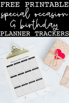 free printable special occasion and birthday planner trackers for the whole family to use