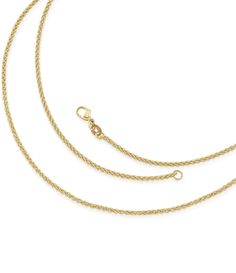 The James Avery Light Spiga Chain is a versatile home for a favorite charm or pendant.14K Goldlobster claw closureapprox. 1.8mm; 16" to 30" lengthMade in the USA. 14k Gold Wheat Chain Necklace For Formal Events, 14k Gold Wheat Chain Necklace For Formal Occasions, Formal Yellow Gold Jewelry With Wheat Chain, Formal Yellow Gold Wheat Chain Jewelry, Fine Jewelry Necklace With Oval Link And Lobster Clasp, Fine Jewelry Necklaces With Oval Link And Lobster Clasp, Yellow Gold Link Necklace With Lobster Clasp, Elegant 14k Gold Jewelry With Wheat Chain, Elegant Wheat Chain Necklace For Anniversary