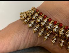 Indian Triditional Jewellery Payal Ankle Anklet Wight Each Pieces One Feet 80 Grams Length 28 cm Hand made In India from Thread and Crystal Available  In Silver Red And Gold RED colours  Prefect for all Occasions   Bridal ,Wedding ,Party ,Anniversary ,Graduation  Birthday ,Gift Gold One Piece, Anklets Indian, Bridal Indian, Indian Rose, Jewellery Bridal, Gold Anklet, Indian Bollywood, Foot Jewelry, Anklet Jewelry