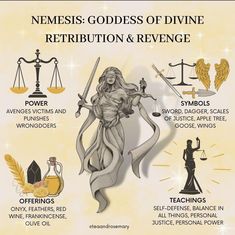 an image of the goddess and other things that are related to her powers in law