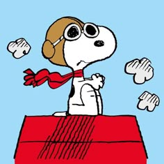 a cartoon dog sitting on top of a roof with his head tilted to the side