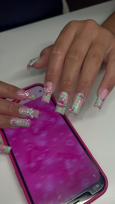 Girly Acrylic Nails, Her Nails, French Acrylic Nails, Long Acrylic Nails Coffin, Unique Acrylic Nails, Long Square Acrylic Nails