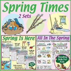 spring time worksheet with pictures and text