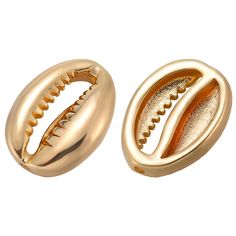 PRICES MAY VARY. [REAL 18K GOLD PLATED BRASS]: Seashell shaped beads crafted from 18k gold plated brass, offer a luxurious finish that is both durable and corrosion-resistant. [1 BOX 12PCS SEASHELL BEADS]: Comes with 12pcs small cowrie shell beads and 1pc small plastic container, a plastic box is included to help you store and protect your jewelry clasps. [SEASHELL DESIGN]: Inspired by the elegance of seashells, shell charms boast a captivating shape that will complement any jewelry ensemble. Wh Beach Jewelry With Polished Oval Beads, Gold Jewelry With Spacer Beads For The Beach, Beach Beads, Small Plastic Containers, Seashell Design, Plastic Container, Making Accessories, Jewelry Clasps, Beads Charms