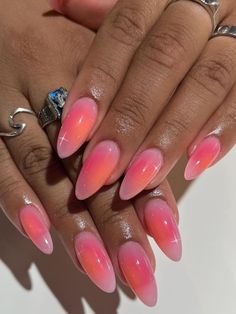 Coral Ombre Nails, Coral Nails With Design, Coral Nails, Colorful Nails, Fire Nails, Chic Nails, Nail Arts