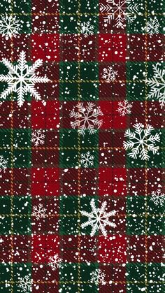 a plaid pattern with snow flakes on it