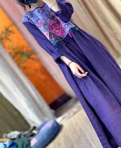 "【Fabric】 linen 【Color】 purple, black, orange 【Size】 Shoulder width 42cm/ 16\" Bust 110cm / 42\" Clothing length 116cm / 45\" Note: the effect of each monitor is different, there will inevitably be color difference, please pay attention to the buyer. Washing & Care instructions: -Hand wash or gently machine washable do not tumble dry -Gentle wash cycle (40oC) -If you feel like ironing (although should not be necessary) , do it with steam or while the dress is still slightly wet -Do not bleach If Bohemian Long Sleeve Dress In Natural Fiber, Casual Purple Patchwork Dress, Long Sleeve Purple Maxi Dress For Fall, Bohemian Ramie Maxi Dress, Long Sleeve Purple Patchwork Dress, Bohemian Purple Patchwork Dress, Bohemian Purple Maxi Dress For Fall, Bohemian Purple Dress With Patchwork, Purple Bohemian Maxi Dress For Fall