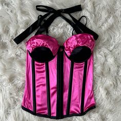 Dainty Pink & Black Playboy Corset / Bustier #bustier #lace #corset #playboy #y2k #y2kfashion #2000s #2000sfashion Corset Bustier, Lace Corset, Y2k Fashion, Pink Black, Black Pink, Lace, Pink, Clothes, Black