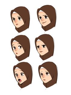 an animated woman's face with different expressions