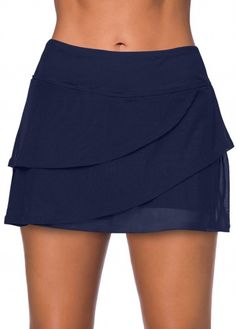 Color:Navy;Size:1X;Size:2X;Size:3X; High Waisted Swim Skirt, Elegante Y Chic, Skirt Swimsuit, Plus Swimwear, High Waisted Swim, Elegante Casual, Pink Swimsuit, Swimsuits High Waisted, Tankini Set