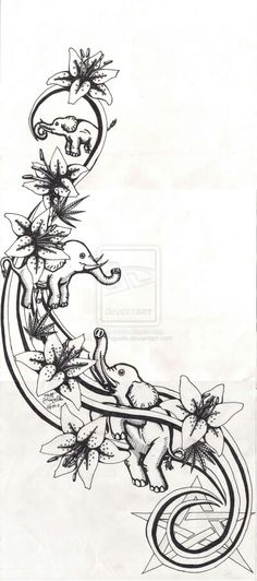 an ink drawing of a dog on a bike with flowers in the basket and leaves around it