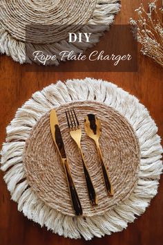 the diy rope plate charger is ready to be used as a place setting