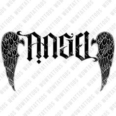 the word angel with wings on it