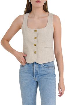 WAYF Gabriella Linen Vest | Nordstrom Fitted Linen Tank Top For Spring, Fitted Linen Tank Top For Everyday, Fitted Sleeveless Linen Vest, Beige Linen Spring Vest, Summer Linen Vest For Layering, Summer Layering Linen Vest, Linen Sleeveless Vest For Layering, Spring Linen Vest For Layering, Spring Layering Linen Vest