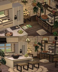 the kitchen and dining room are shown in this video game