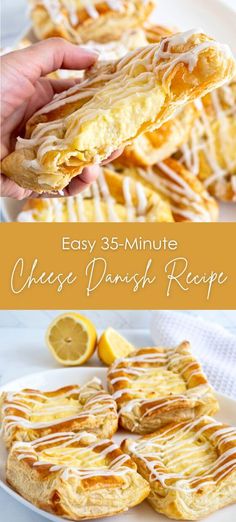 easy 3 - minute cheesy danish bread recipe with lemon drizzles